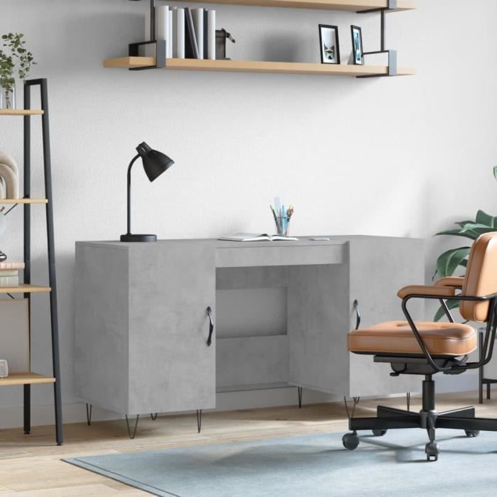 VidaXL Bureau gris béton 140x50x75 cm bois d'ingénierie 829544