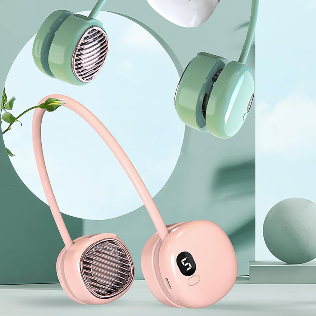 Mechanical Operation Battery-powered Fan Lazy Leaf-Less Hanging Neck Fan Long Battery Life for Sports and Travelling