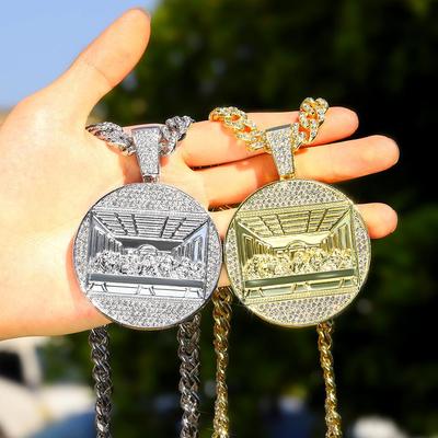 "Collana con ciondolo strass Ultima Cena Hip-Hop Europeo e Americano"