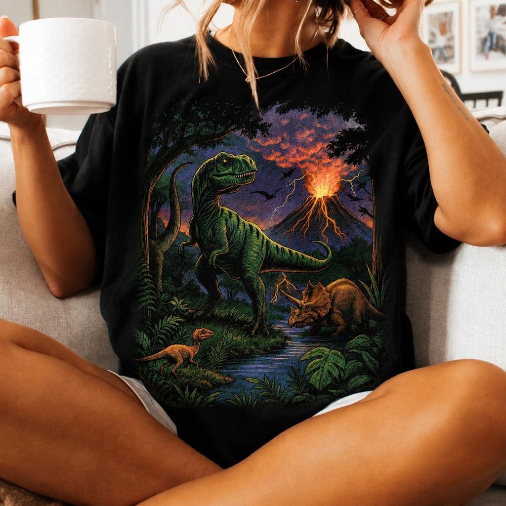 Vintage Dinosaur 90s Graphic T Shirt, Retro Prehistoric Dino Tee