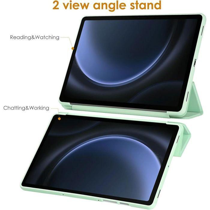 Coque + Verre Trempé -E.F.CONNECTION - pour Samsung Galaxy Tab S9 - Vert - Antichoc - Support Pliable