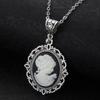 New Gothic Head Pattern Oval Pendant Necklace, Women's Personalized Trendy Festival Party Accessories