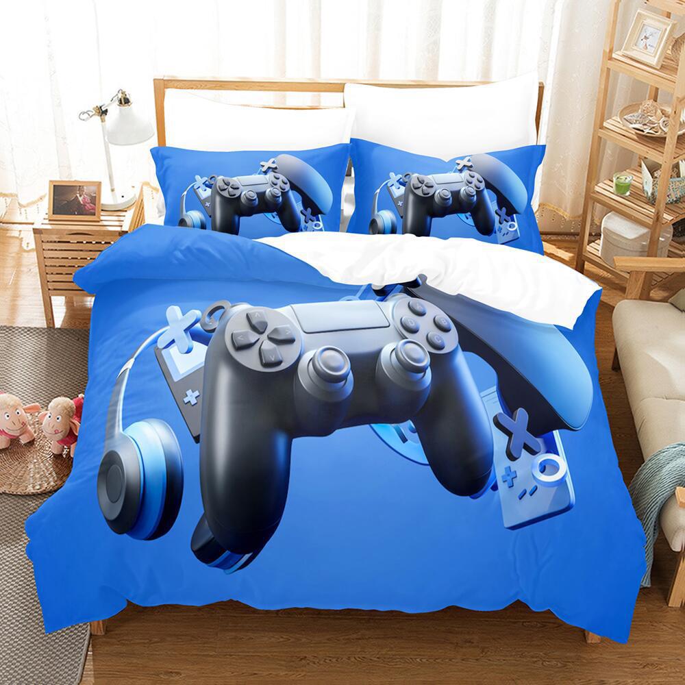 Cartoon Animation Digital Printing Keyboard Gamepad Bedding Three-Piece Microfiber Polyester Cotton Duvet