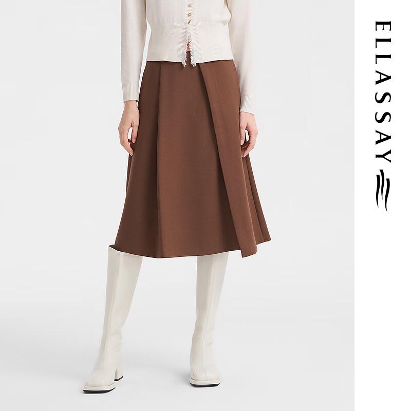 ELLASSAY Wool Blend A-line Midi Skirt S