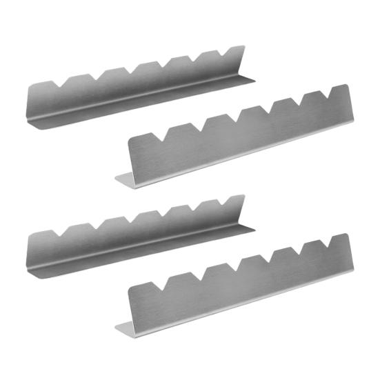 4Pcs/Set Skewer Holder Anti-slip Groove Stainless Steel Heavy Duty Long BBQ Tools Food Grade Barbecue Grilling Shish Kabob Rack Outdoor Supplies