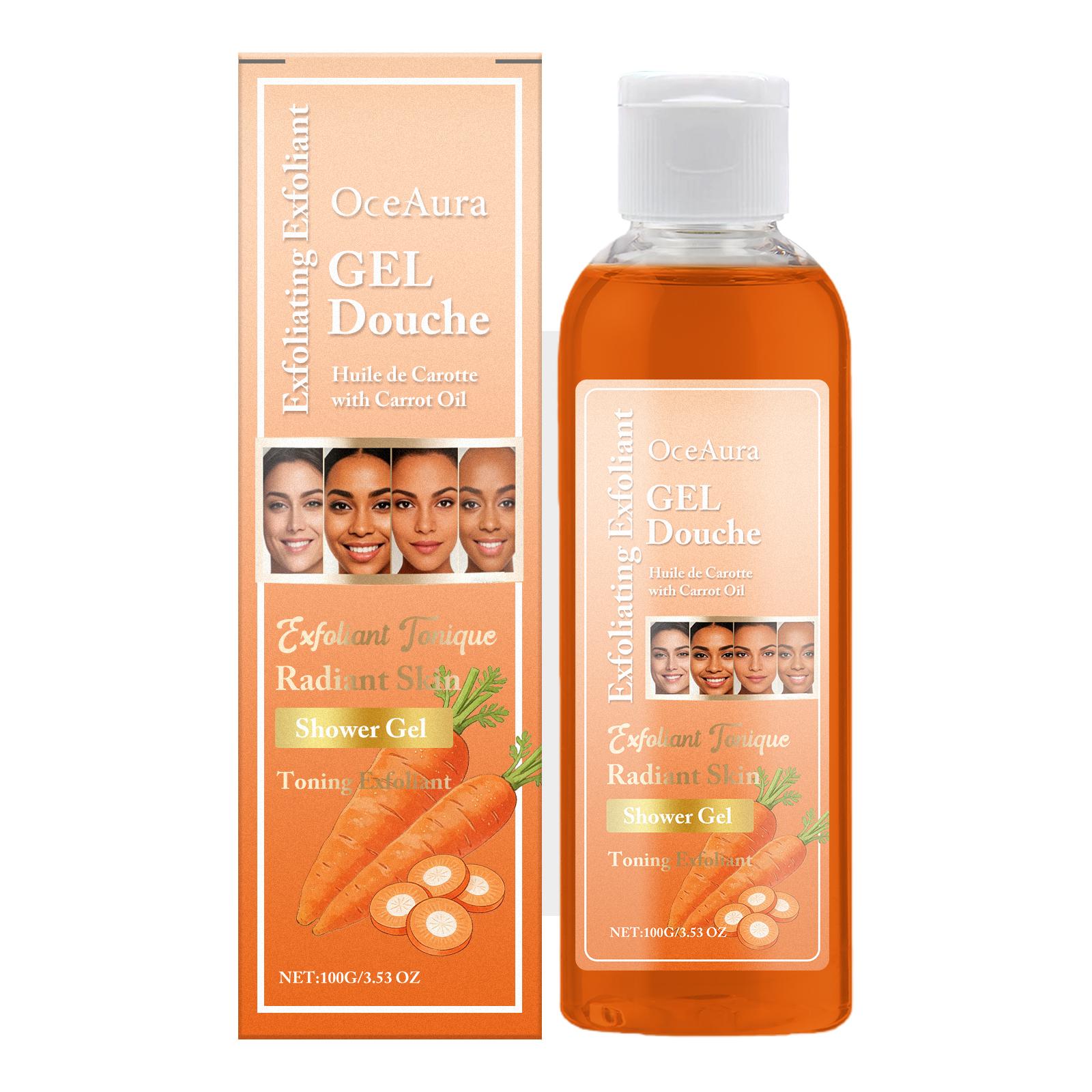 OceAura Осветляющий гель для душа с морковью Бережно очищает кожу тела, делая ее сияющей, гладкой и увлажненной 100g