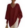 Damen S V-Ausschnitt Langarm Locker Einfarbig Strickpullover