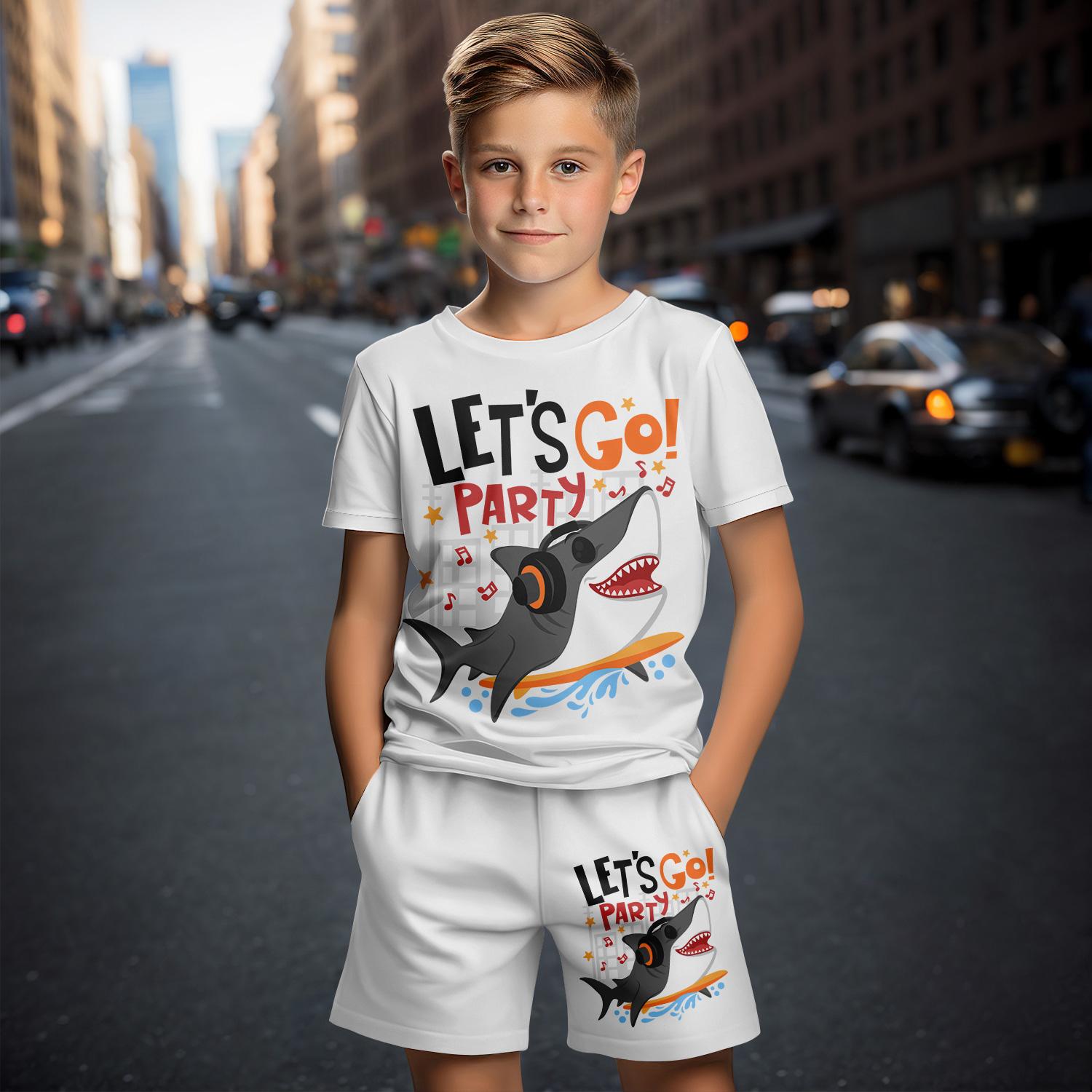 

Children s Sets Boys Animal Shark 3D Print Clothing Set Boy Summer Short Sleeve Active Sports Fashion 13-14Y