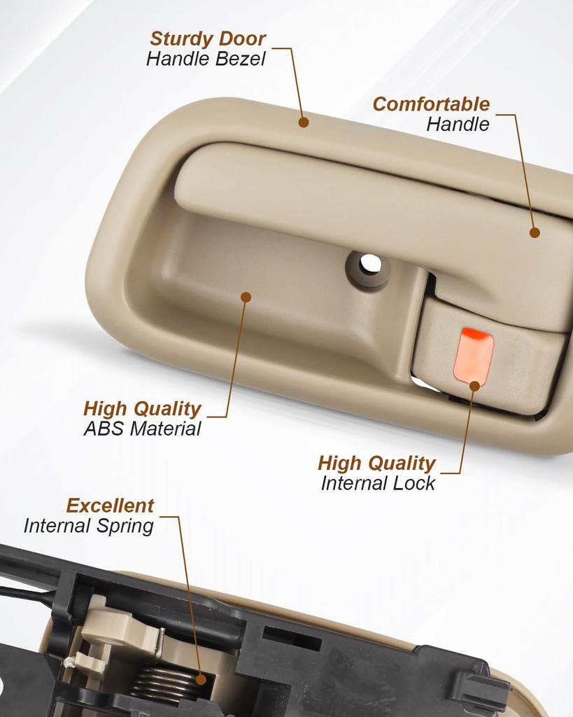 ANODZU 69206-0C010-B2 Interior Door Handle with Bezel Beige Replacement for Toyota Tundra 2000-2006 Front