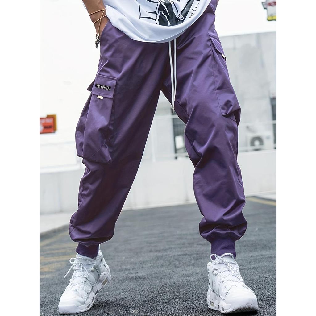 Pantaloni casual da uomo di marca alla moda, multi-tasche, gamba larga