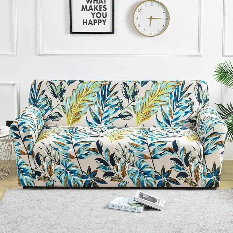 Bedruckter Stretch-Sofabezug für Wohnzimmer, L-förmiger Kombinations-Chaise-Sofabezug, Heimdekoration, 1/2/3/4 Sitze, abnehmbar