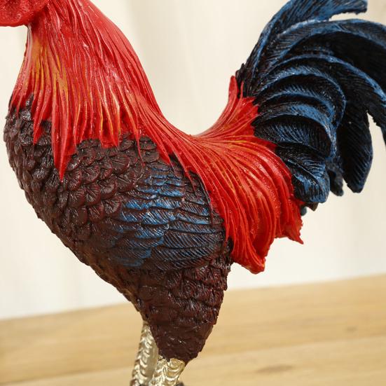 Crowing Rooster Figurine Chinese Style Cock Resin Statue Farm Animal Sculpture Home Office Desktop Decoration Ornament