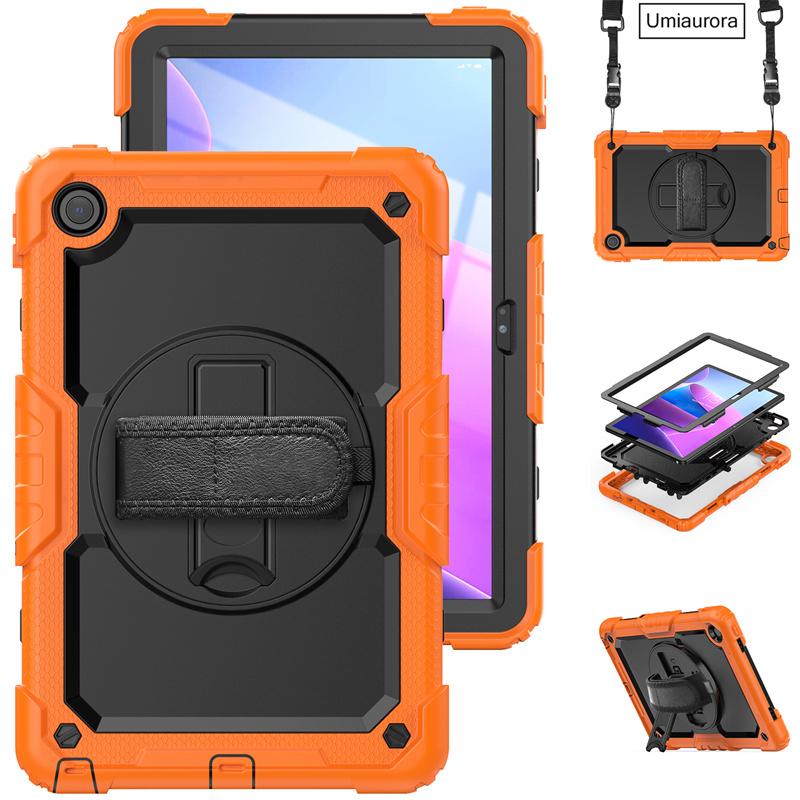 For Lenovo Tab M10 Plus 10.6" TB128FU 3rd Gen 10.1 Inch TB328FU X306F X606F Shockproof Rugged Tablet Case Hand Strap Stand Funda