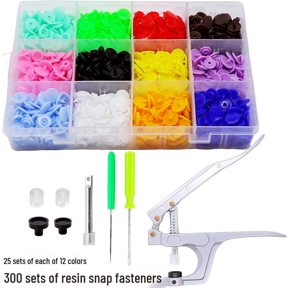 15-Color Resin Snap Fasteners & T5 Tool Set: Multicolored Plastic Buttons for Baby and Children Projects