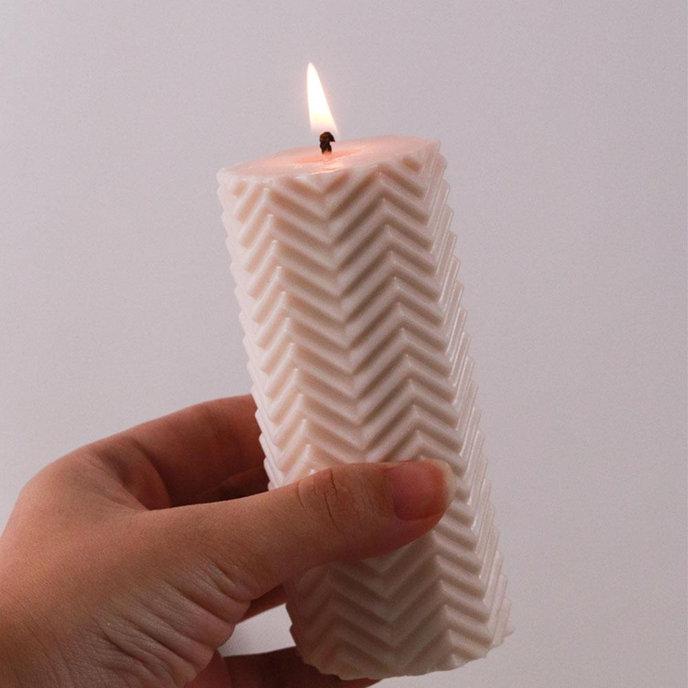 Geometric Silicone Candle Mold DIY Horizontal Stripes Cylindrical Scented Candle Making Soap Resin Carft Molds Home Crafts Decor