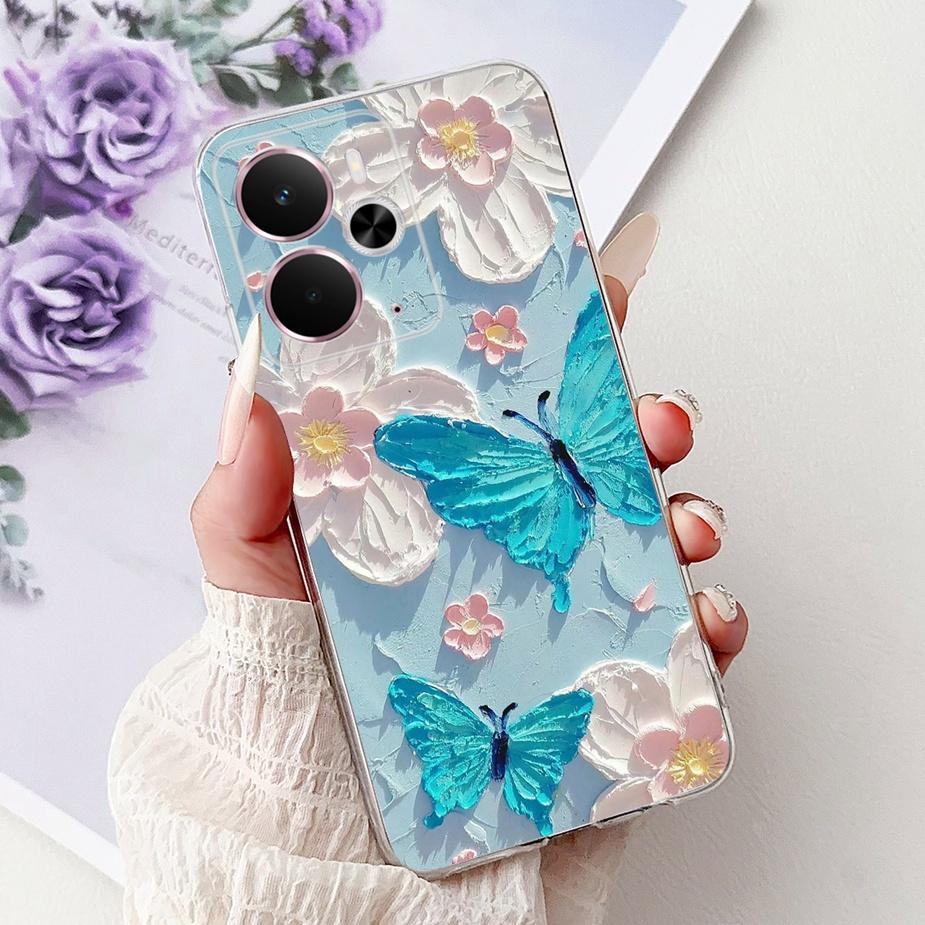 For Realme 14 5G Case RMX5075 Stylish Butterfly Painted Cover Silicone Case For Realme 14X 14 Realme14 T 14T 5G Soft Fundas Bags