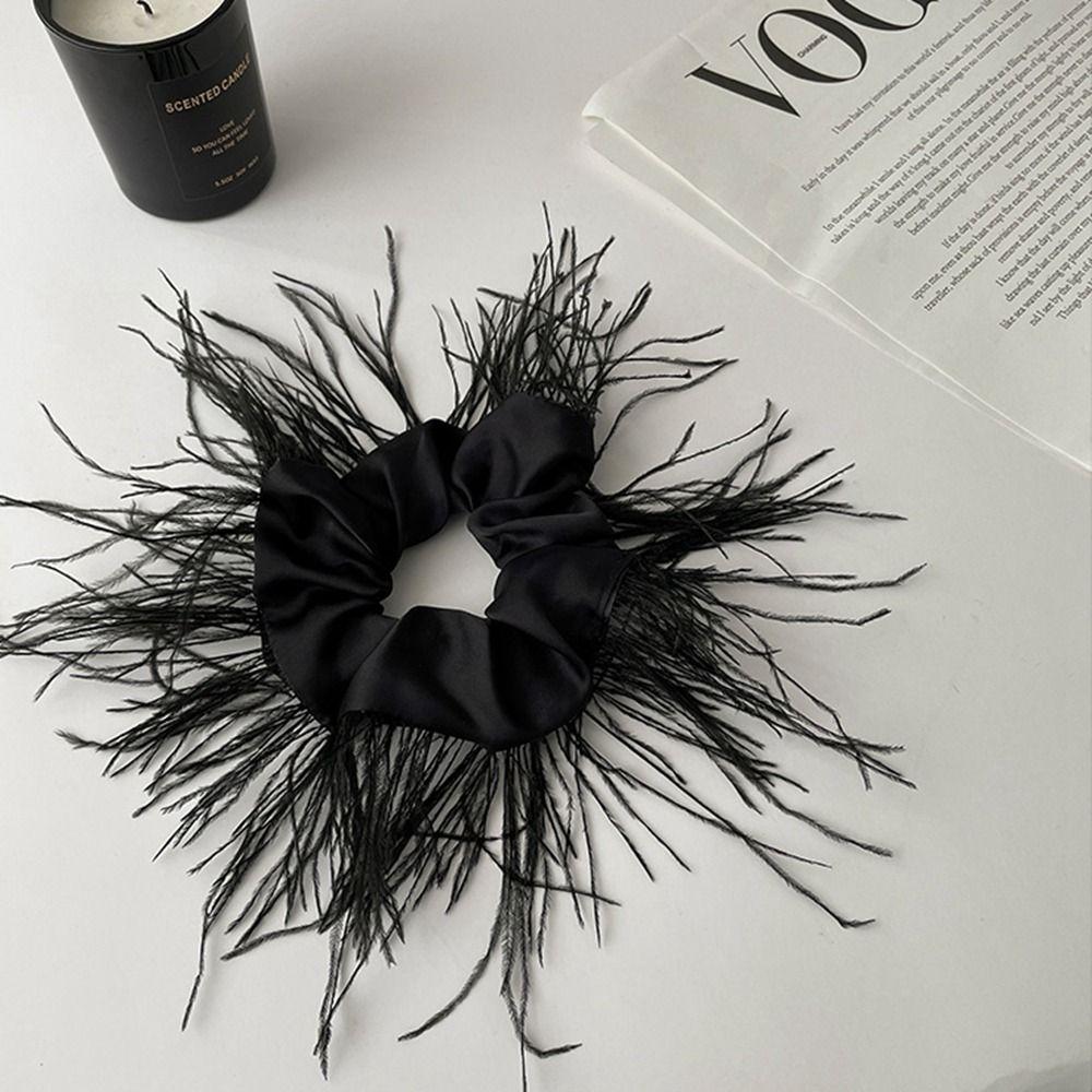Silk Elastic Head Rope Satin Hair Ring Feather Hair Rope Female Hair Ties Korean Style Scrunchies