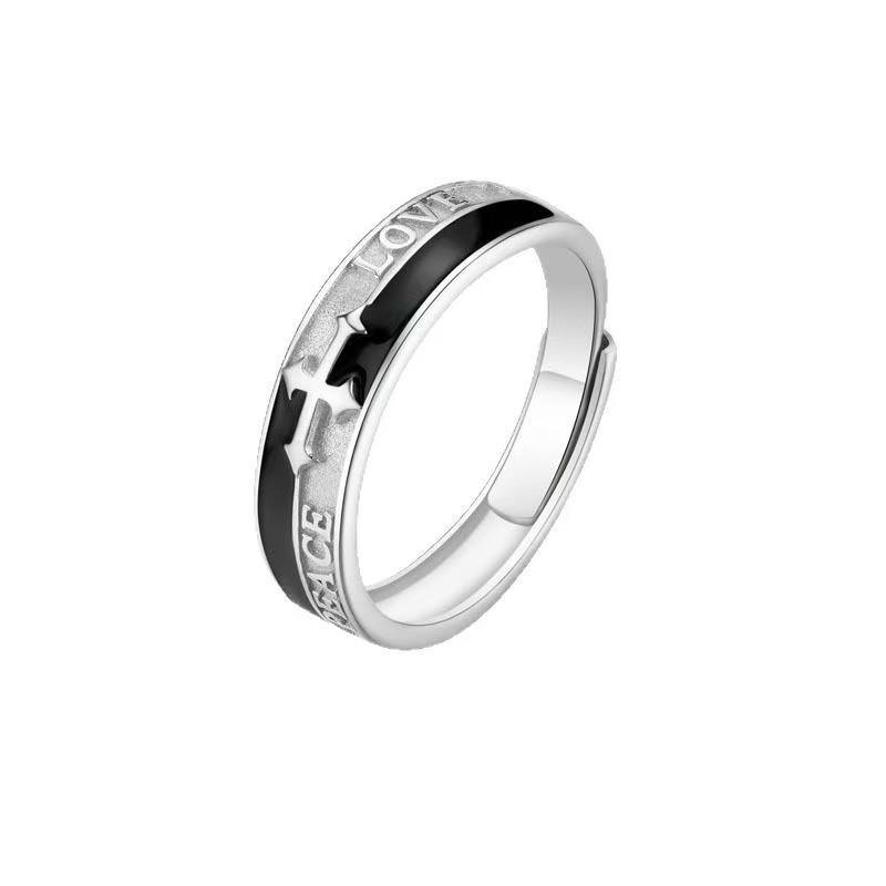 Glaube Licht Kreuz Herren Verstellbarer Offener Ring – Trendiger und Cooler Stil
