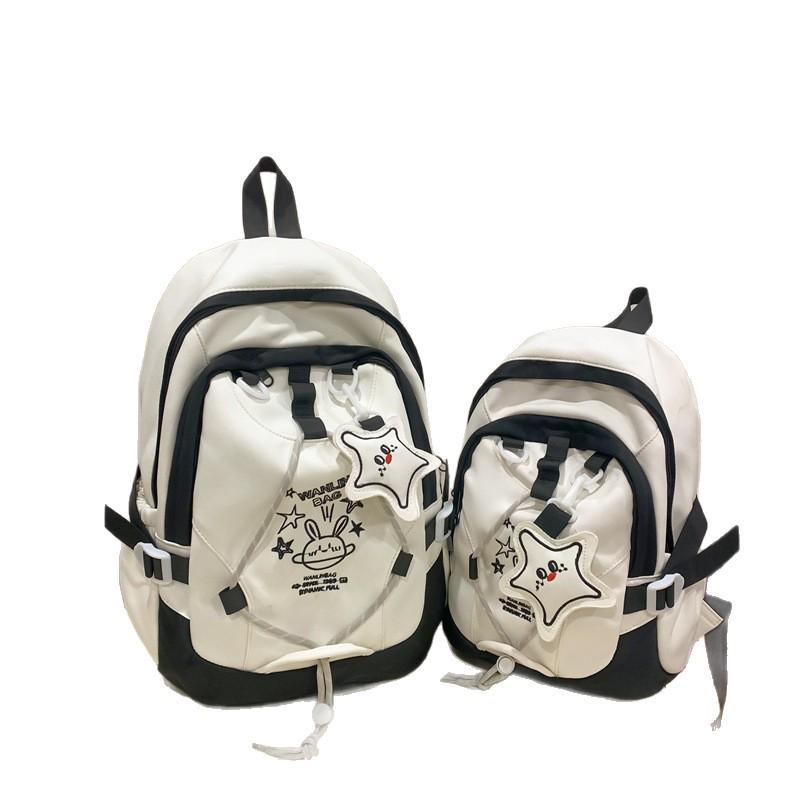 2025 Stylish Color Block Backpack for Junior High Girls - Large Capacity, Korean Academy Style