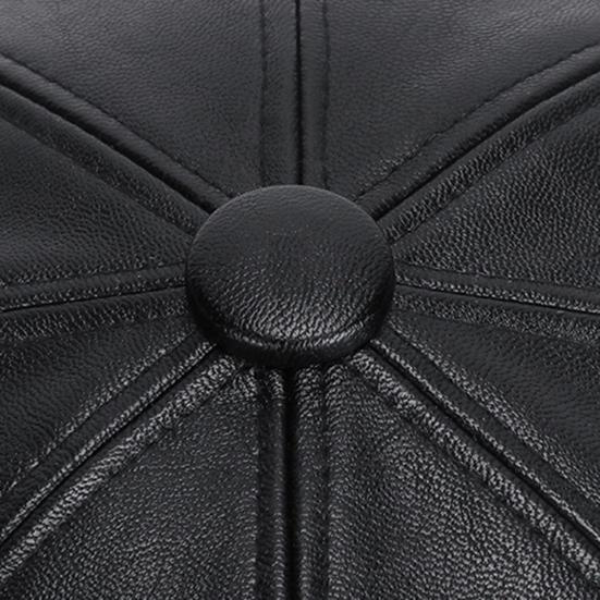 Beret Cap Faux Leather Adjustable Octagon Faux Leather Hats for Party