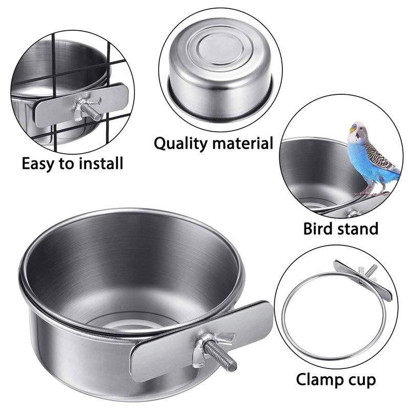 Parrot food cup stainless steel food box, water tank, water basin, water cup, food bowl, food cup, food trough, bird food cup