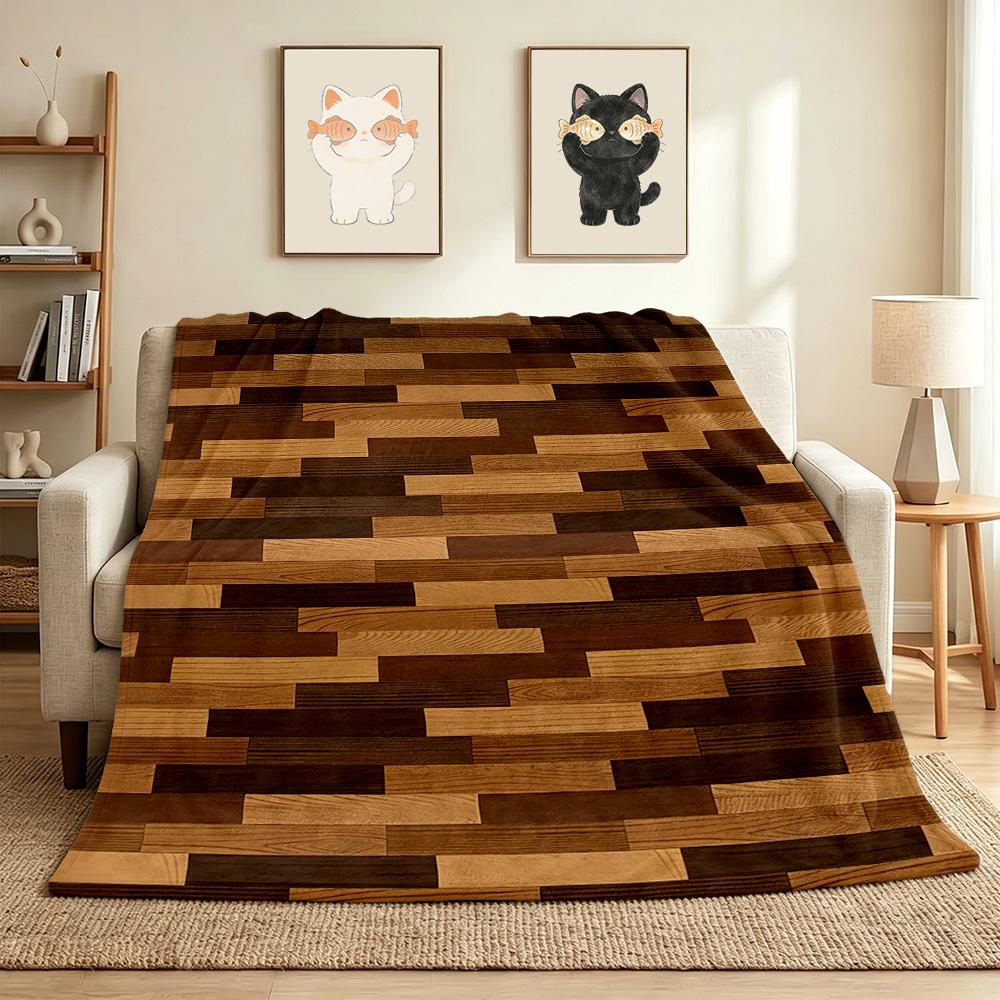 Wooden Flannel Blanket Throw Blanket Soft Warm Sofa Bed Camping Home Decor Unique Christmas Gift C926459