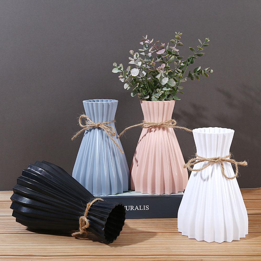 HOT Origami Vase Plastic Flower Vase European Pleated Vase Folding Paper Style Dry Flower Bottle Modern Decoration Vase