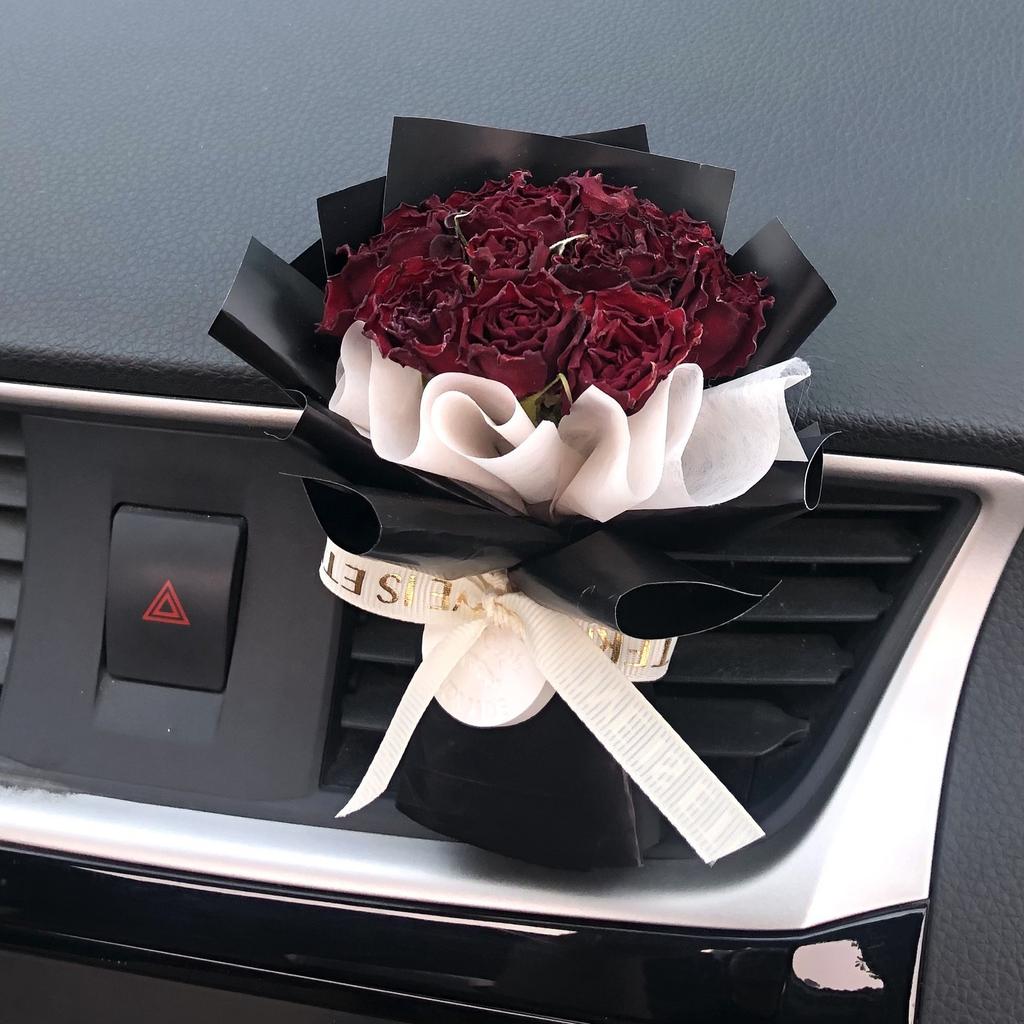 Natural Mini Rose Dried Flower Bouquet Car Air Outlet Pendant Aromatherapy Decoration Birthday Gift