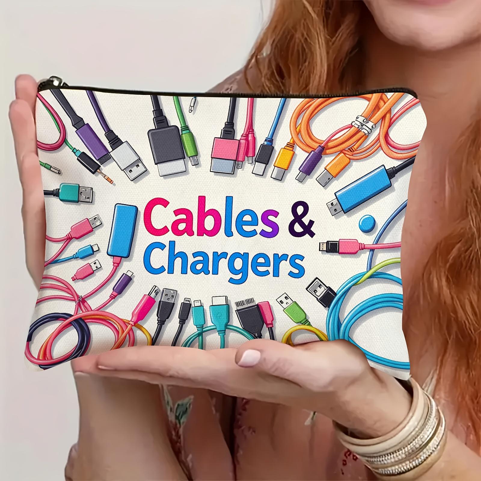 

Цветная сумка для хранения зарядных кабелей, универсальный дорожный органайзер, органайзер для электронных кабелей, сумка для хранения на молнии