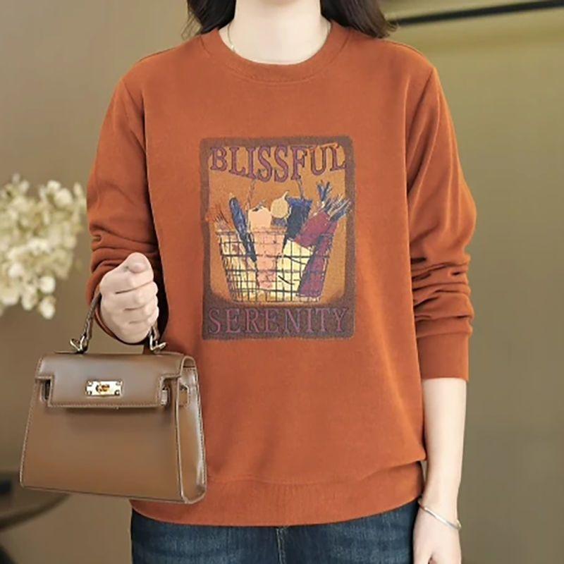Damen Neuer Herbst Mode Bedrucktes Sweatshirt Lässig Locker Langärmeliges Unterzieh-Top