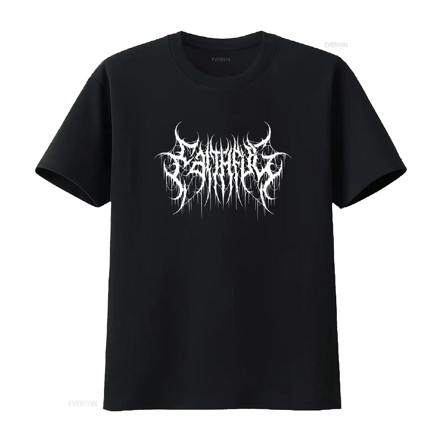 

Faithful death metal design cotton tee vintage Washed streetwear Stylish Comfortable Breathable Top For Everyday Wear Slightly XXXXXL чорний