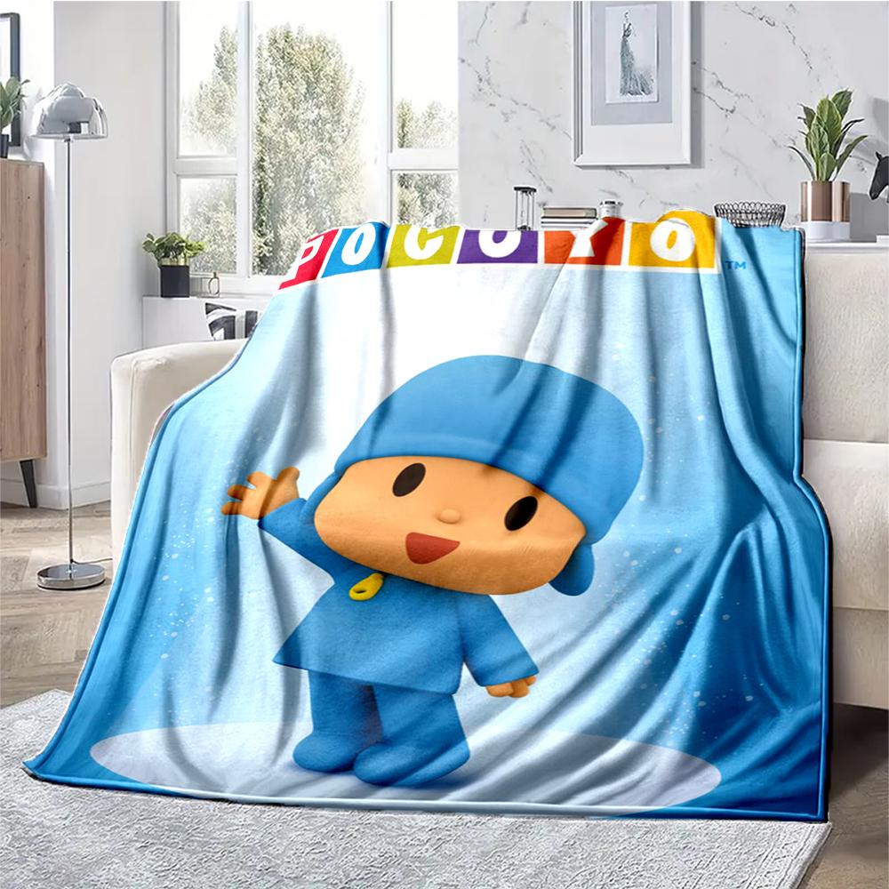 Pocoyo Theme Printed Blanket - Perfect for Couch, Bed, Travel & Outdoor Use | Machine Washable, Cozy & Durable.