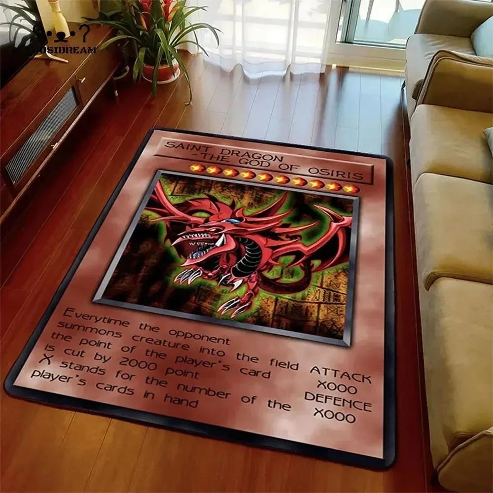 Yu-Gi-Oh Blauer Weißer Drache Anime Rutschfester Teppich Cartoon Bodenmatte für Wohnzimmer Schlafzimmer Dekorativer Bereichsteppich Perfektes Geschenk
