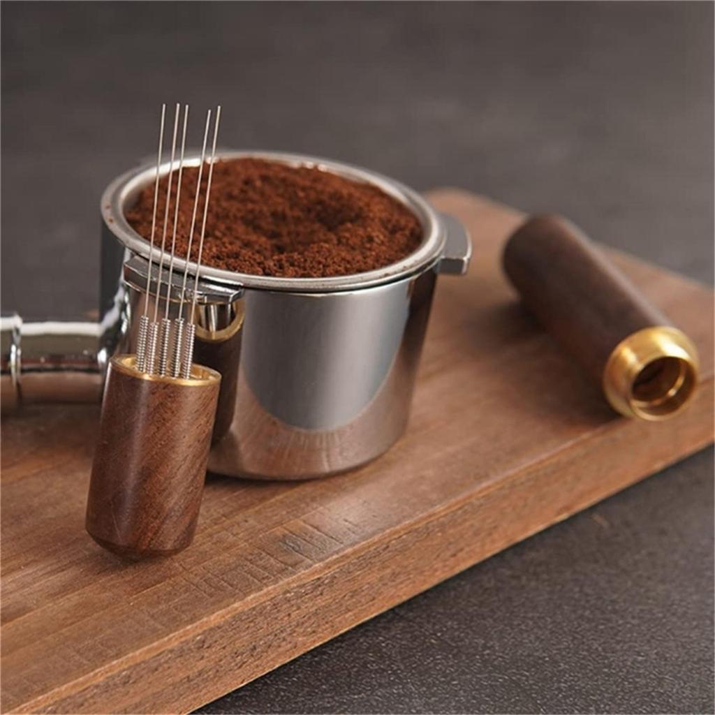 Set of 2 Espresso Stirrer Tool Set Coffee Powder Needles Wood Handle Coffee Powder Stirrers Wood Material for Coffee