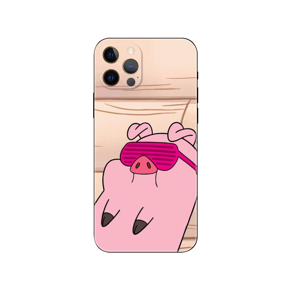 Kawaii Pig Phone Case for Iphone 5 5s 2020se 6 6s 7 8 Plus X 10 XR XS 11 12 13 Mini Pro MAX Black Tpu Back Cover
