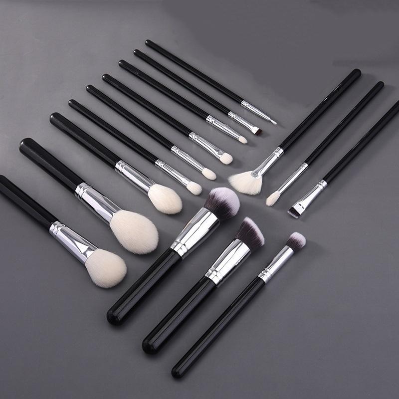 15 Pcs Makeup Brush Set Cosmetic Brushes Makeup Brushes Goat Hair for Eyebrow Eyeshadow Foundation Travel Portable with Pouch