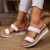 Fashion 2025 Vintage Wedge Heeled Woven Sandals Women Summer Plus Size Thick Sole Slippers Woman Comfort Lightweight Causal Slides Shoes