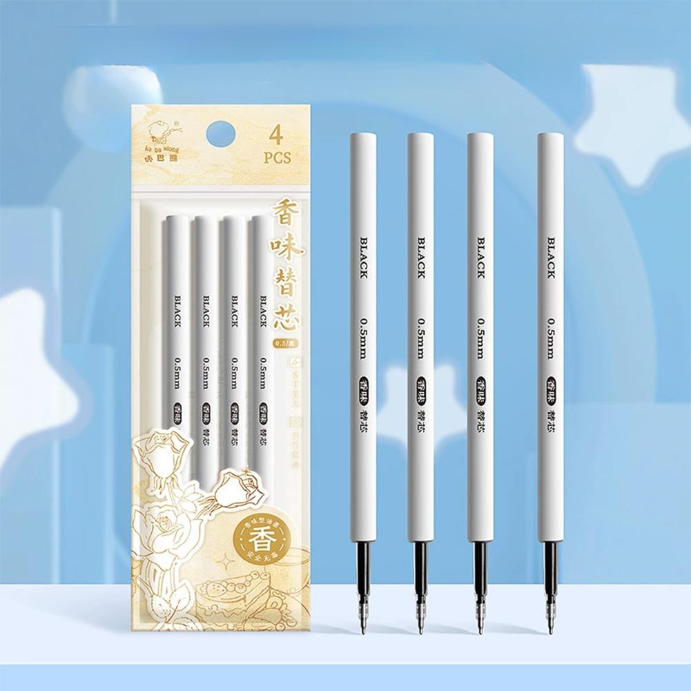 

4Pcs Black Gel Pen Coffee Cream Rose Scents Refill Scents Quick-Drying Gel Pen Students Writing Supplies Pen refill кремовый