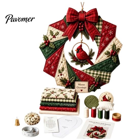 Dekorativer Stoffkranz Bausatz Weihnachten DIY-Set, Patchwork Anfängerfreundlich Handgemachtes Feiertagsbasteln Personalisiertes Türdekor Dekoration Set für