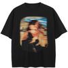 Streetwear Vague Girl Graphic Black T-Shirt Cotton Unisex Tops Tees Summer Short Sleeves T Shirt