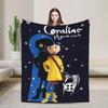 Coralines Animated Movie Blanket  Travel Flannel Throw Blanket For Living Room Warm Soft Custom DIY Quality Bedspread Gift Idea