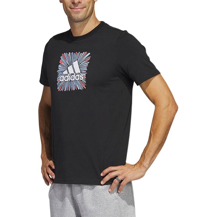 Adidas T Shirts Men's Black Crew Neck Moderate Straight Fit HS2533