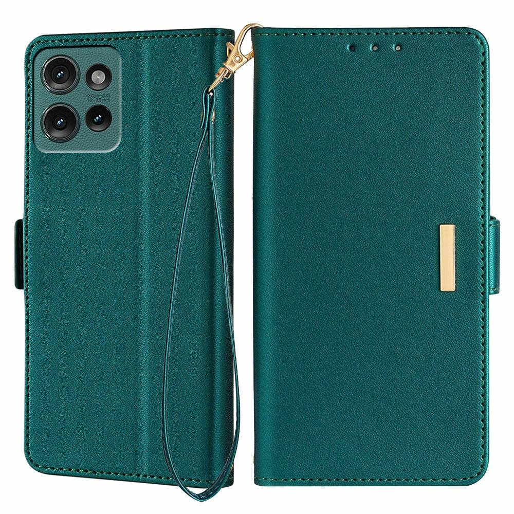 For Motorola Edge 50 Neo 5G/Moto S50 5G/Thinkphone 25 5G Leather Wallet Case RFID Blocking Stand Cover with Hand Strap