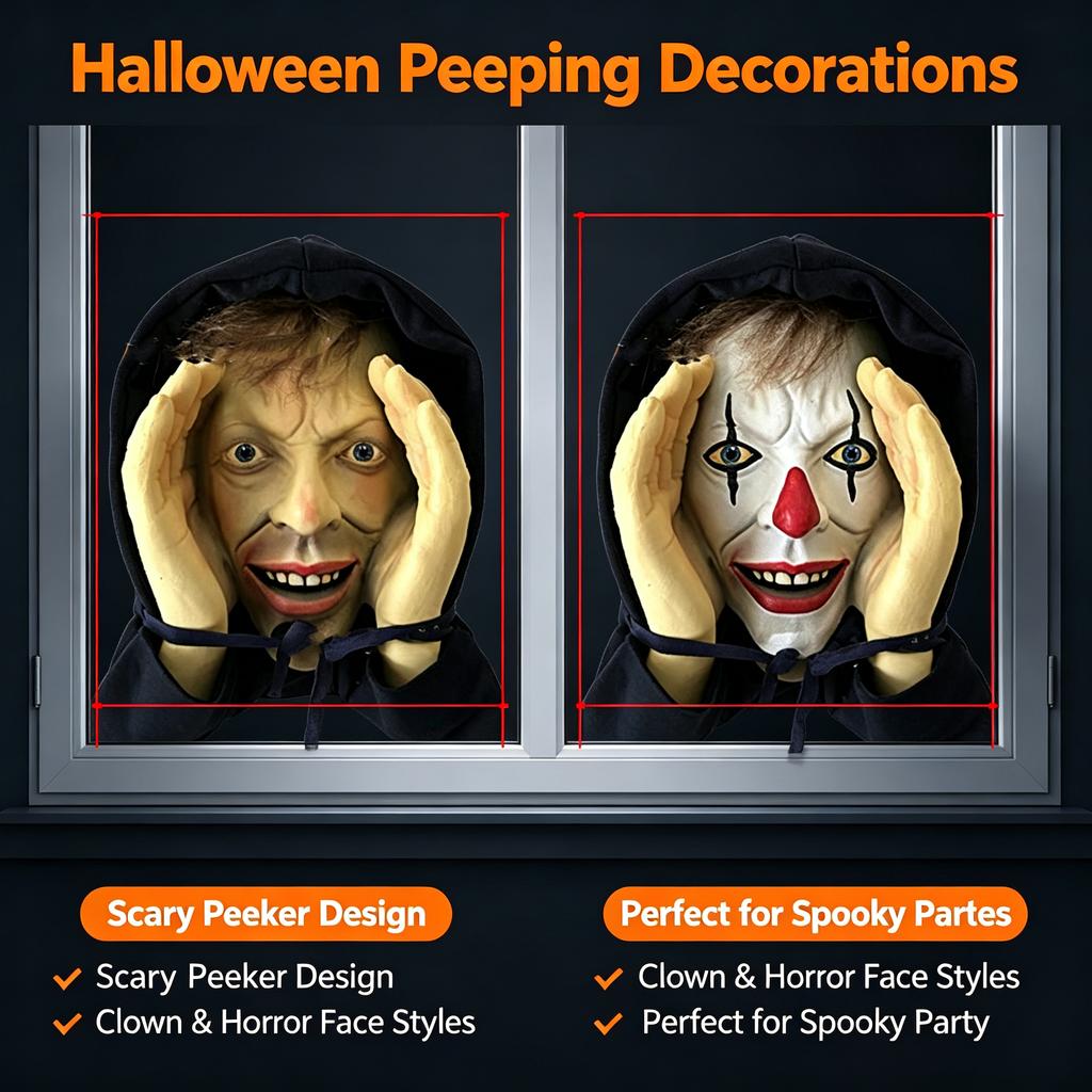 Halloween Peeper Freak Halloween Decoration Clown Indoor Outdoor Window Stickers for Spooky House Party Scares