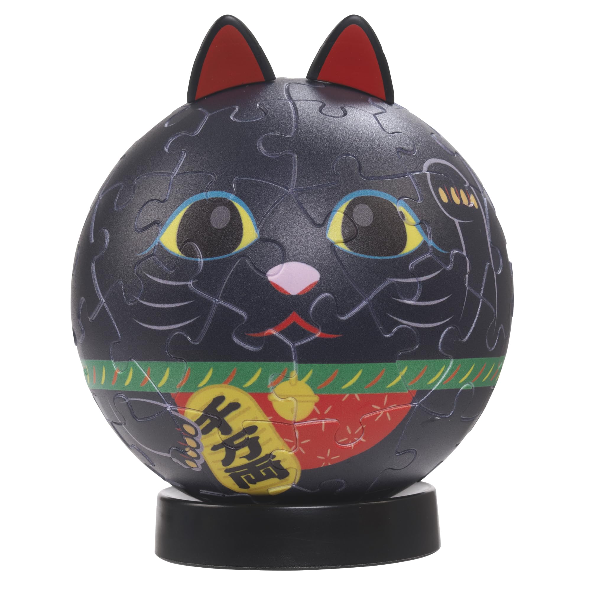 

Yanoman 60-Piece Jigsaw Puzzle Puzzle Rolling Maneki-neko Black (Approx. 7.6cm Diameter) 2003-528 No Glue Required, Includes Piece Request