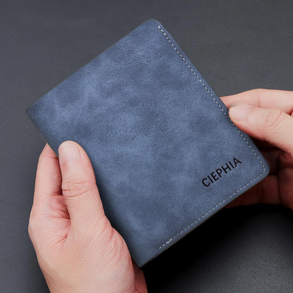 Men's Wallets Vintage Short Bifold Wallet with ID Window Deep Cash Pockets RFID Blocking Credit Card Holder Gifts