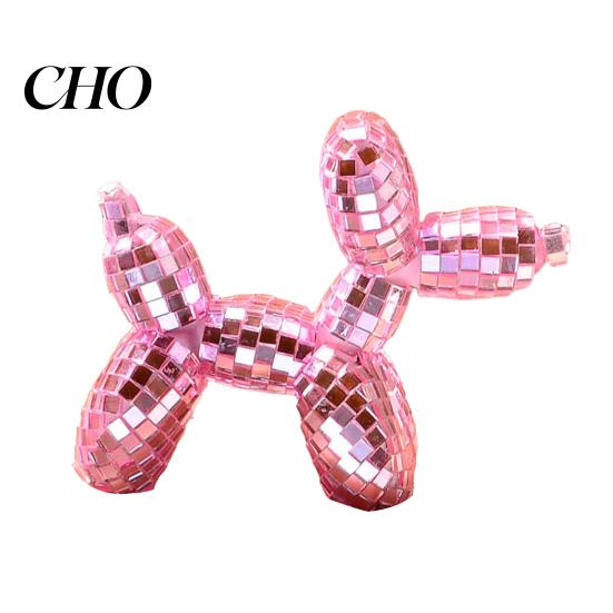 Contemporary Home Ornament Disco Dog Ornament, Maximalist Balloon Statue for Mom & Dad, Aesthetic Modern Art Piece Ball Decor, Preppy Apartment розовый