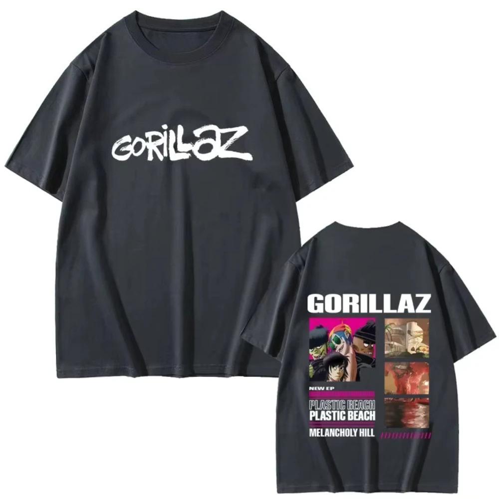 Unisex Women Retro Casual Oversized Crewneck T-shirts Rock Band Gorillaz The Mountain Album Tour 2026 T Shirt Unisex Vintage Tshirt S