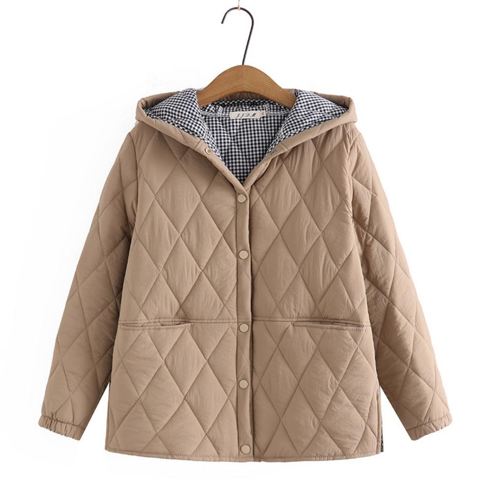 Autumn Winter Plus Size Parkas Women Clothing Loose Fit Padded Jacket Fashion Hooded  Split Thin Cotton Coat