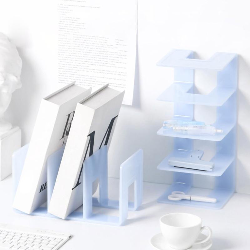 Desktop Organizer Bookends Book Storage Box Desk Bookshelf Office Book Holder